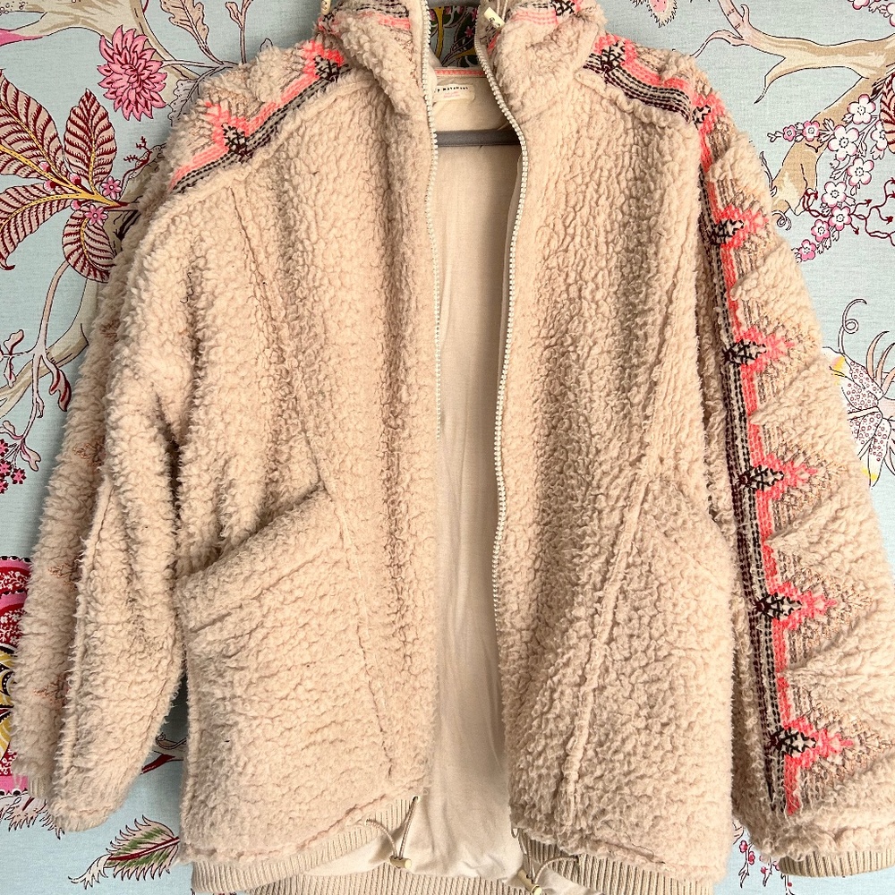 Free People Embroidered Sherpa Coat